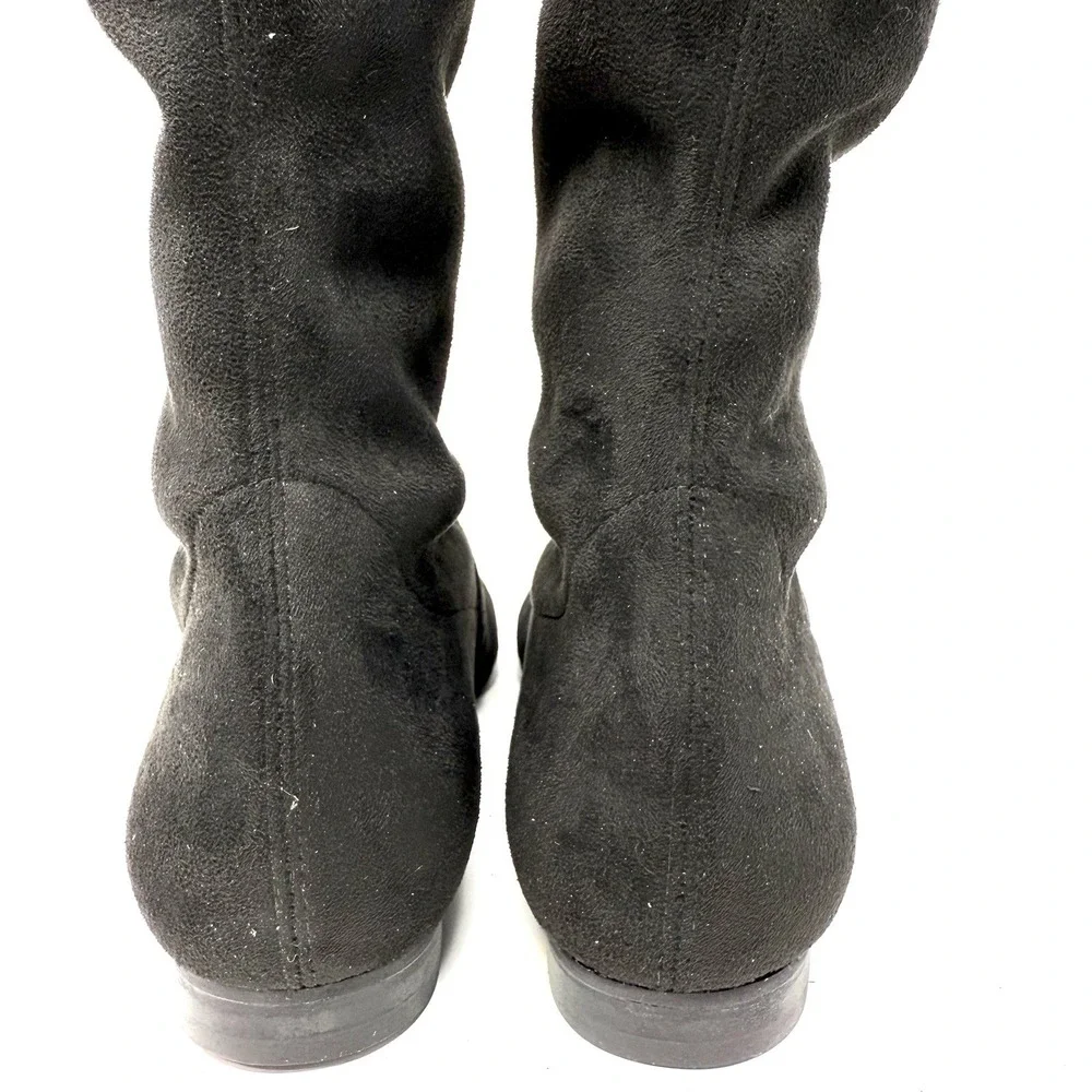 Jon‎ Josef Merly Black Stretch Suede Pull On Knee-High Boots 6 Pointed Toe